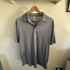 Callaway Men's Polo Shirt in Gray and White Stripes